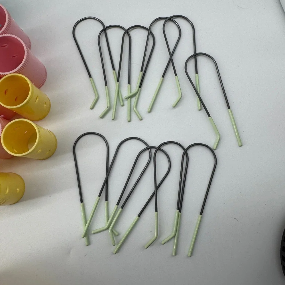 Goody Wil-hold Magnetic Hair Rollers Pins Set Women OS Yellow Green Pink Vintage